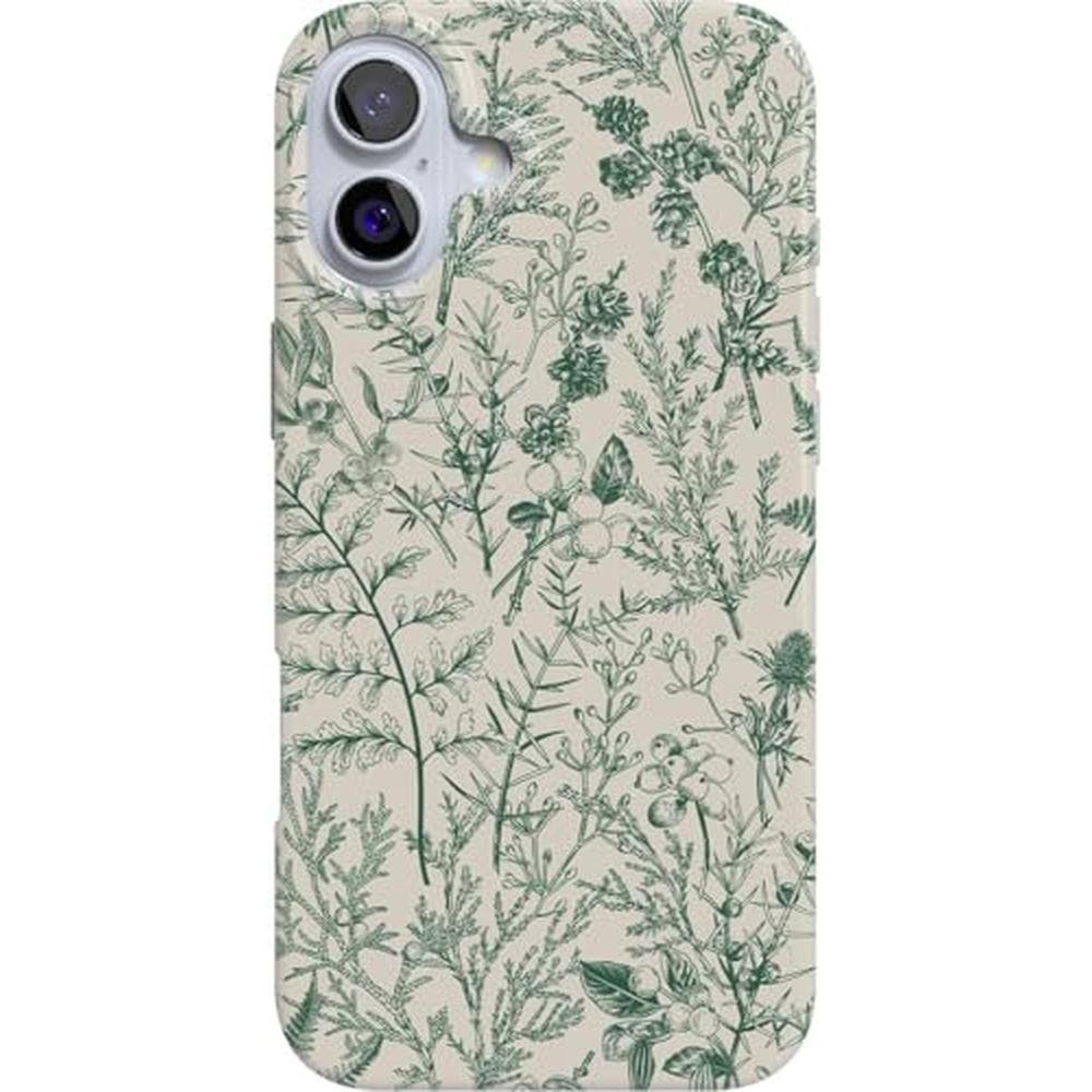 Casely iPhone 16 Plus Case: Sage Garden Green Floral – Front View