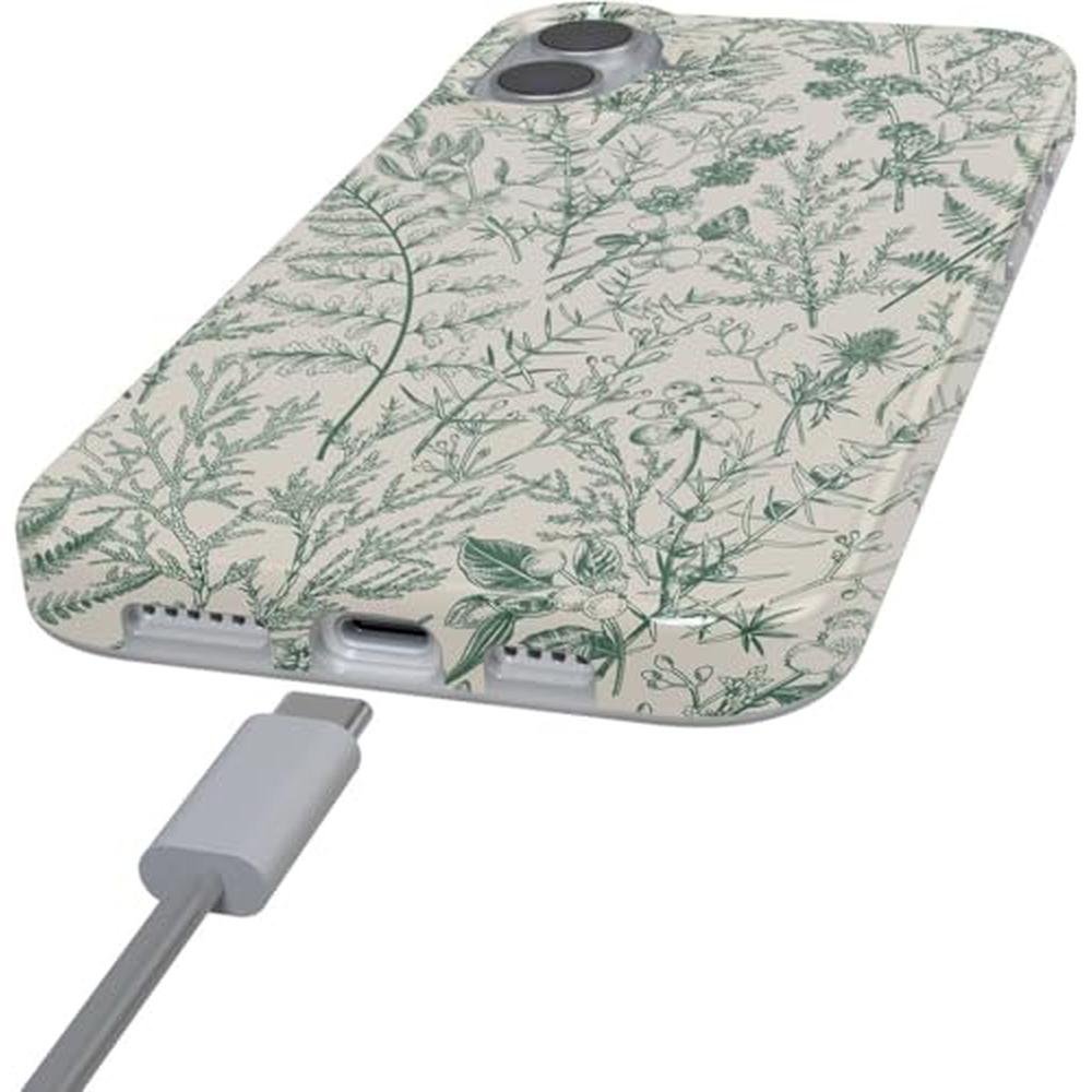 Casely iPhone 16 Plus Case: Sage Garden Green Floral – Side View