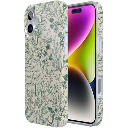 Casely iPhone 16 Plus Case: Sage Garden Green Floral – Close-up Detail