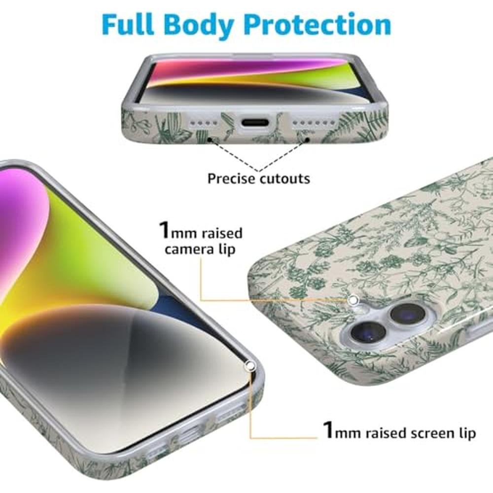 Casely iPhone 16 Plus Case: Sage Garden Green Floral – In Use