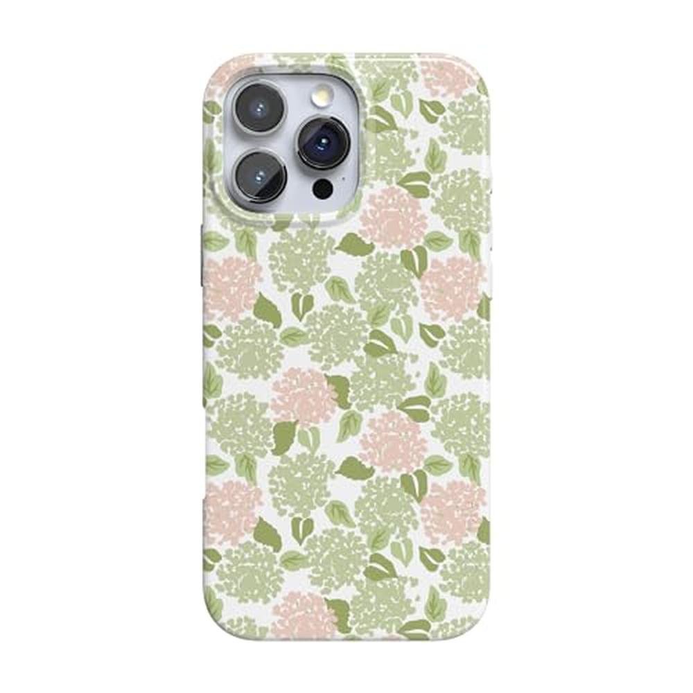 Casely iPhone 16 Pro Case: Hydrangea Haze Floral Garden – Front View