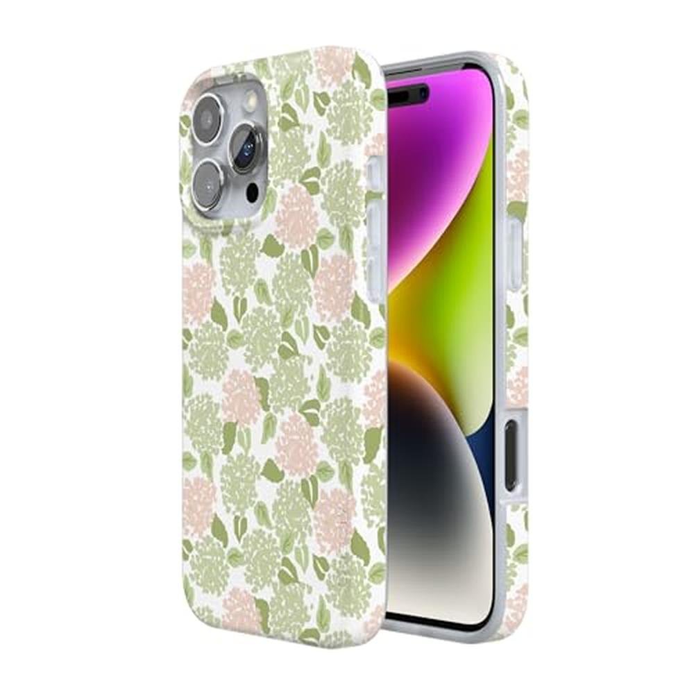 Casely iPhone 16 Pro Case: Hydrangea Haze Floral Garden – Side View