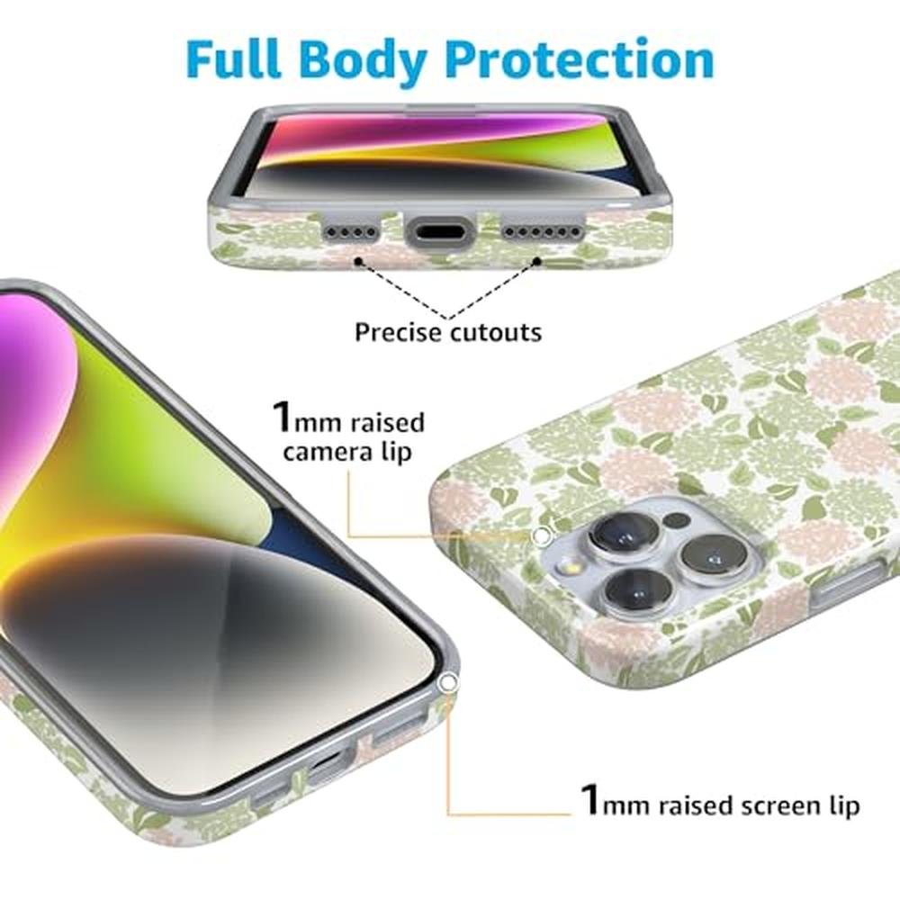 Casely iPhone 16 Pro Case: Hydrangea Haze Floral Garden – Close-up Detail