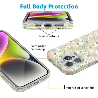 Casely iPhone 16 Pro Case: Hydrangea Haze Floral Garden – Close-up Detail