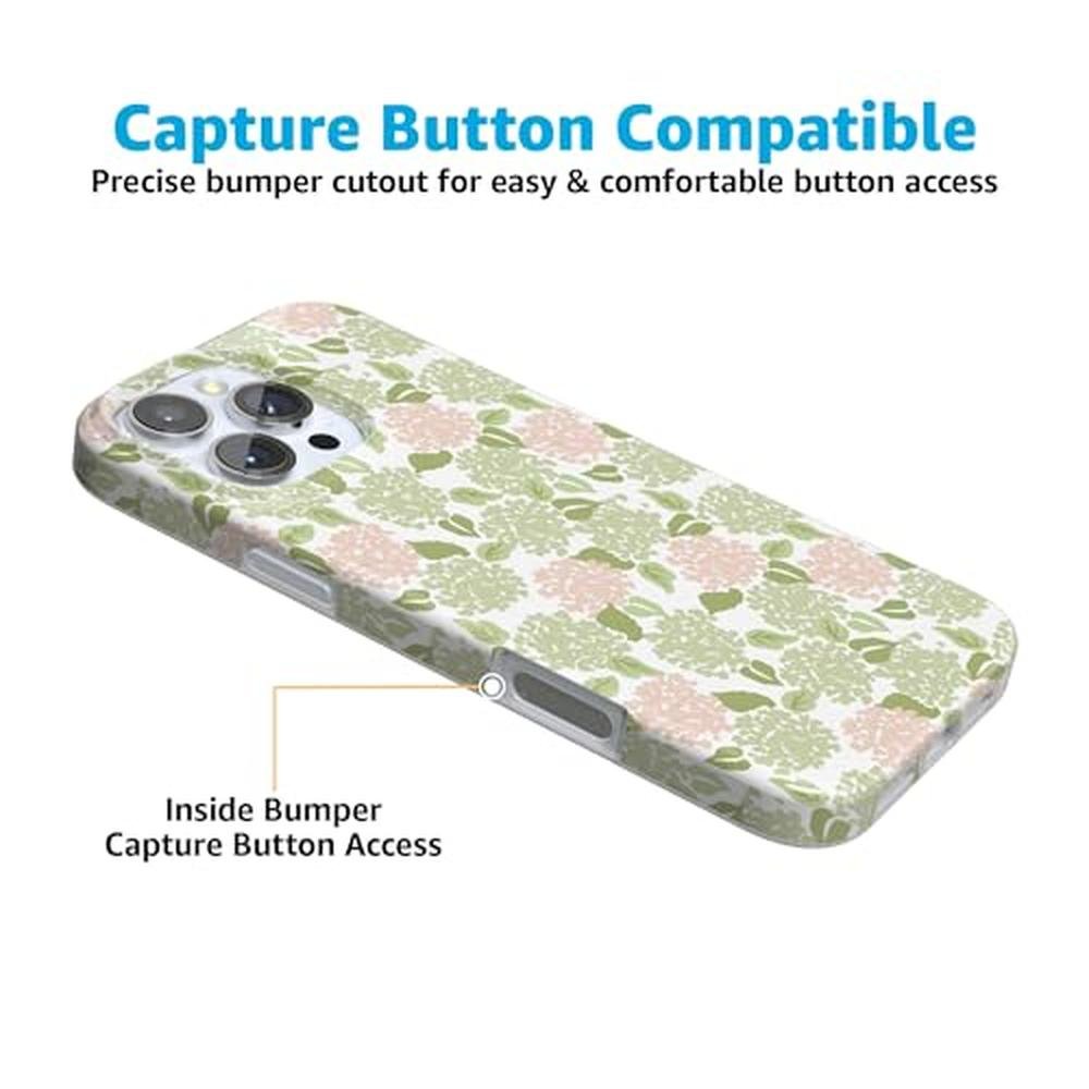 Casely iPhone 16 Pro Case: Hydrangea Haze Floral Garden – In Use