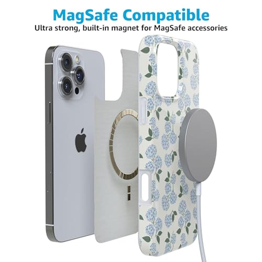Casely iPhone 16 Pro Case: Nantucket Cottage Blue Hydrangea – In Use