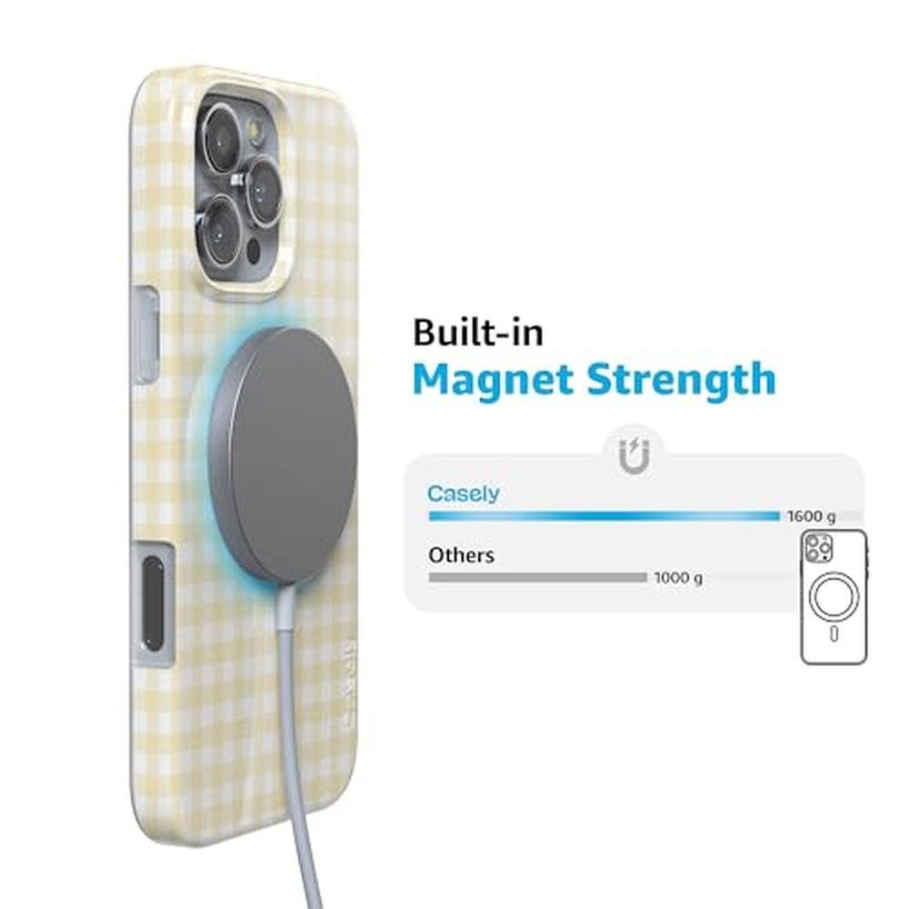Casely iPhone 16 Pro Case: Pastel Picnic Yellow Gingham – Packaging