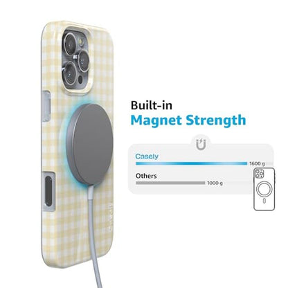 Casely iPhone 16 Pro Case: Pastel Picnic Yellow Gingham – Packaging