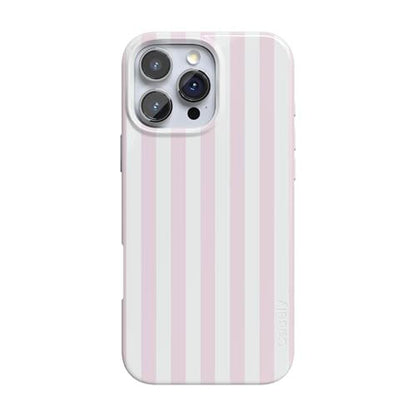 Casely iPhone 16 Pro Case: Pink Stripes Sunday Best – Front View