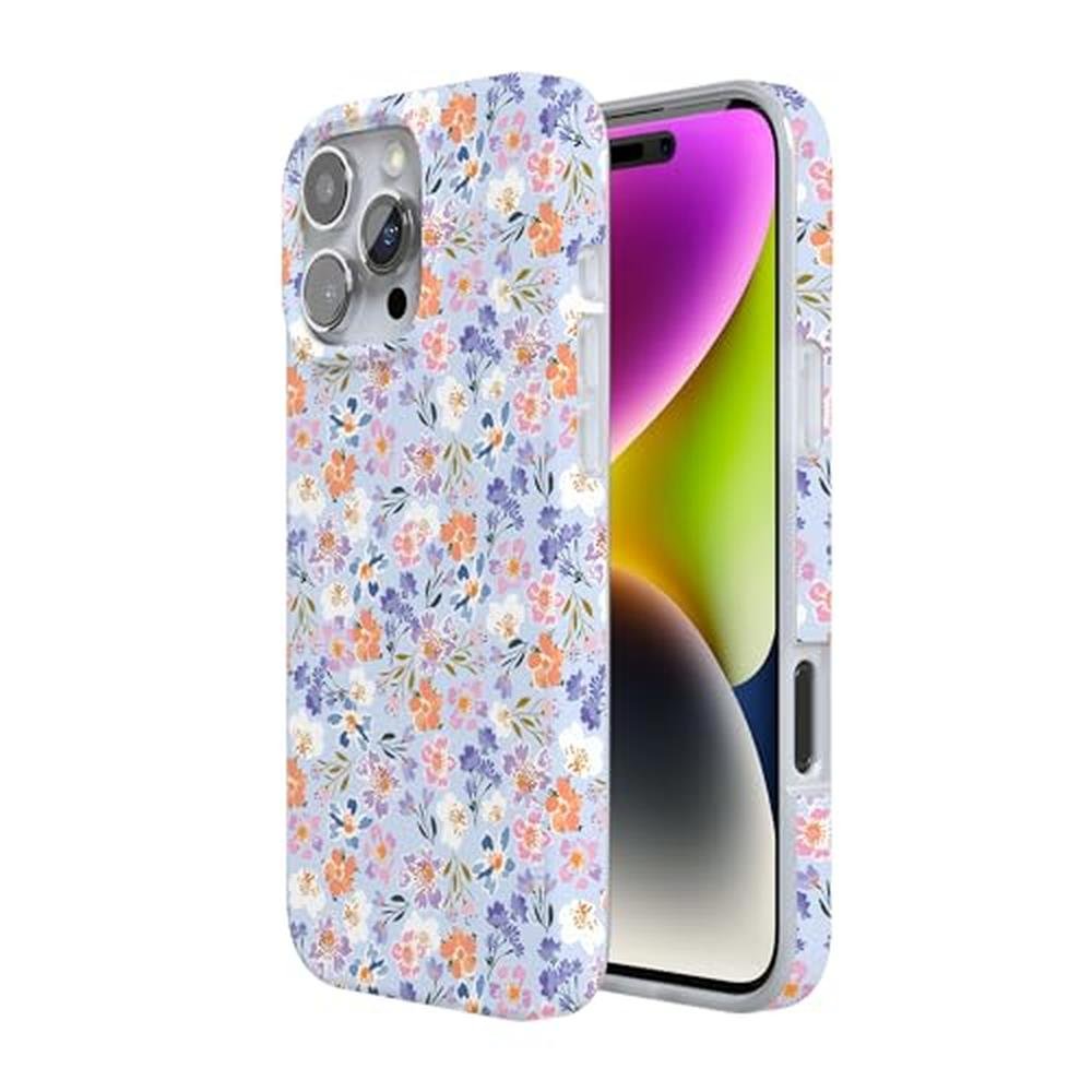 Casely iPhone 16 Pro Case: Poppy Meadows Pastel Floral – Close-up Detail