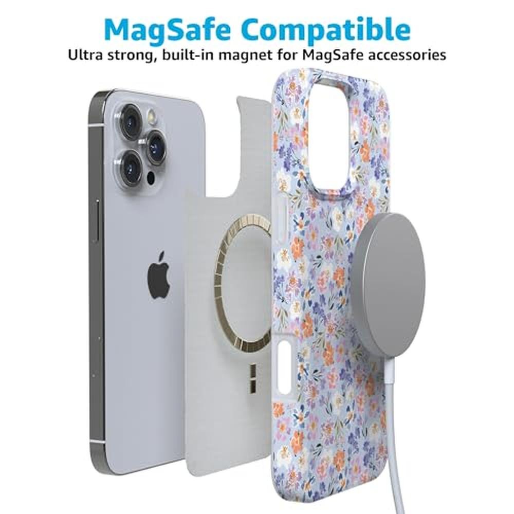 Casely iPhone 16 Pro Case: Poppy Meadows Pastel Floral – In Use