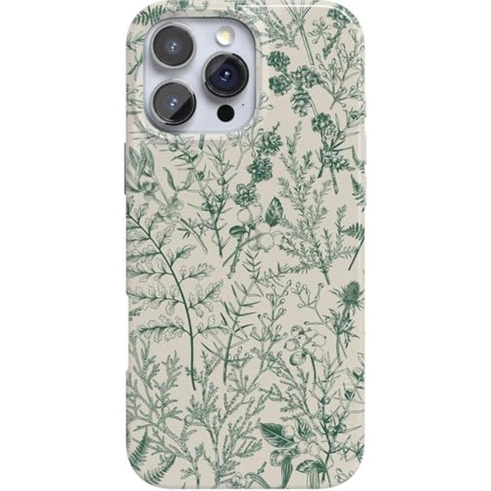 Casely iPhone 16 Pro Case: Sage Garden Green Floral – Front View