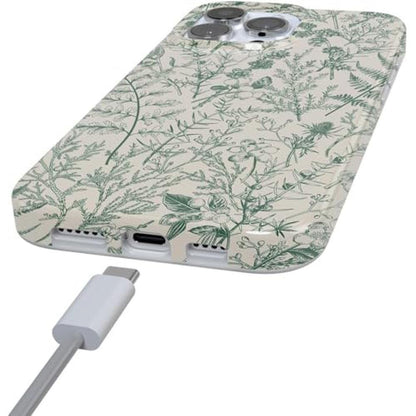 Casely iPhone 16 Pro Case: Sage Garden Green Floral – Side View