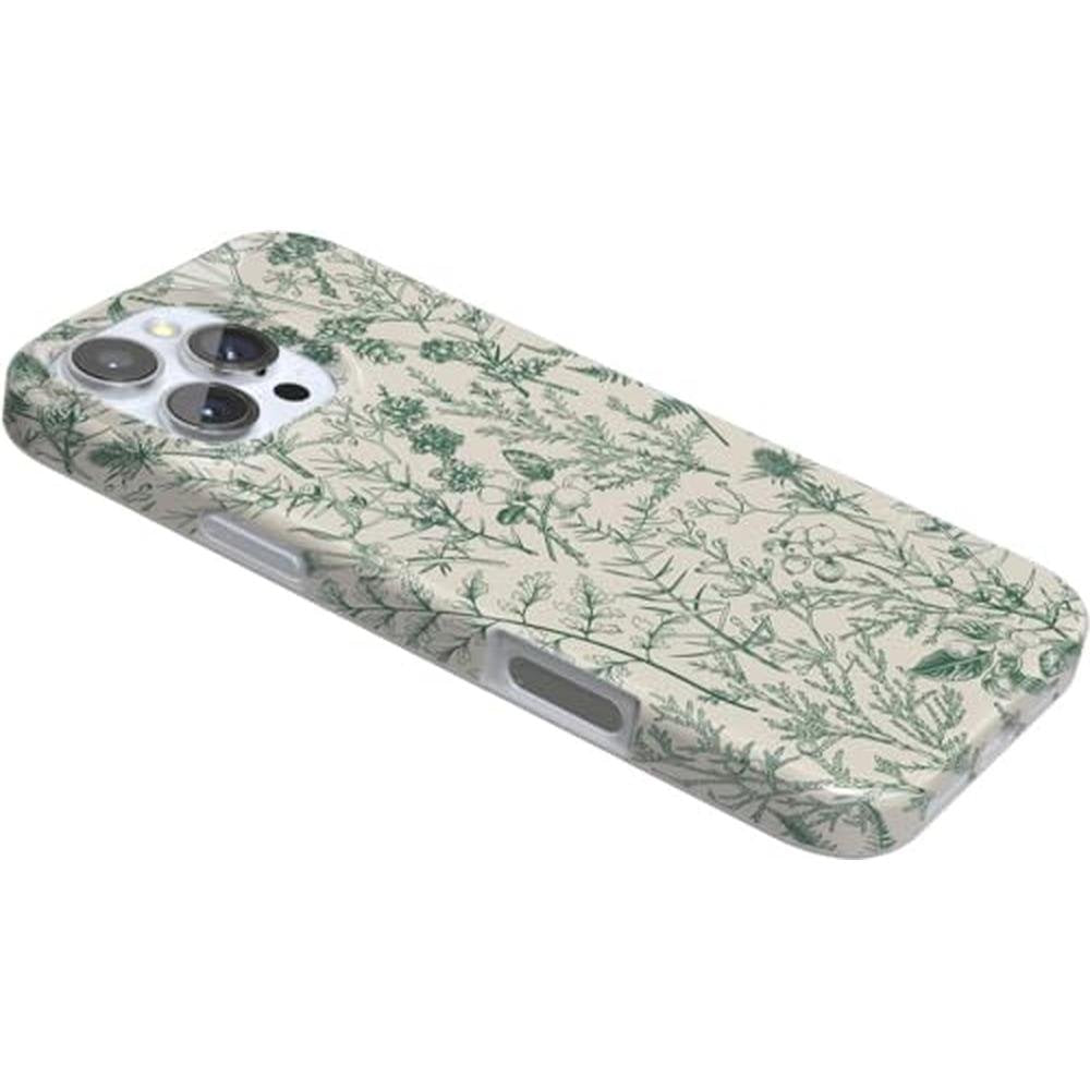 Casely iPhone 16 Pro Case: Sage Garden Green Floral – In Use