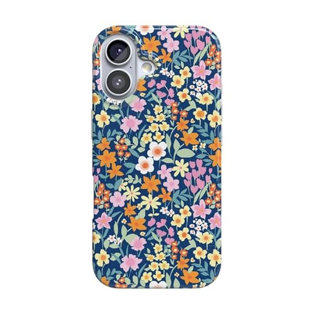 Casely iPhone 17 Case: Full Bloom Navy Floral – Front View