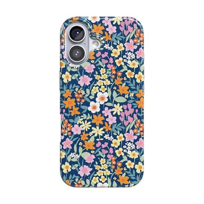 Casely iPhone 17 Case: Full Bloom Navy Floral – Front View