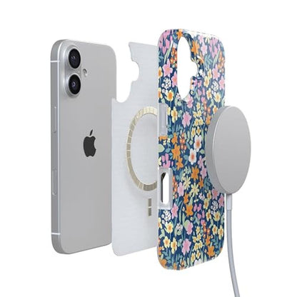 Casely iPhone 17 Case: Full Bloom Navy Floral – Close-up Detail