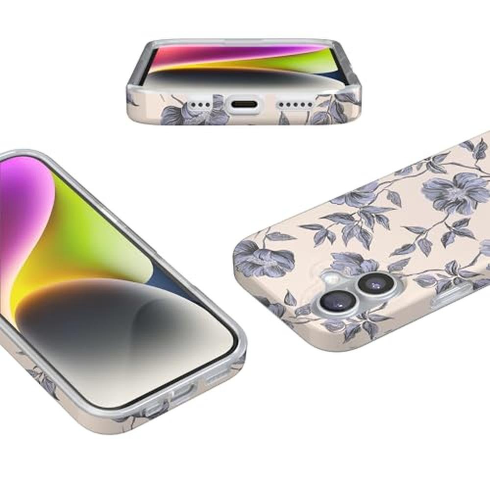 Casely iPhone 17 Case: Ink & Iris Vintage Floral – Side View