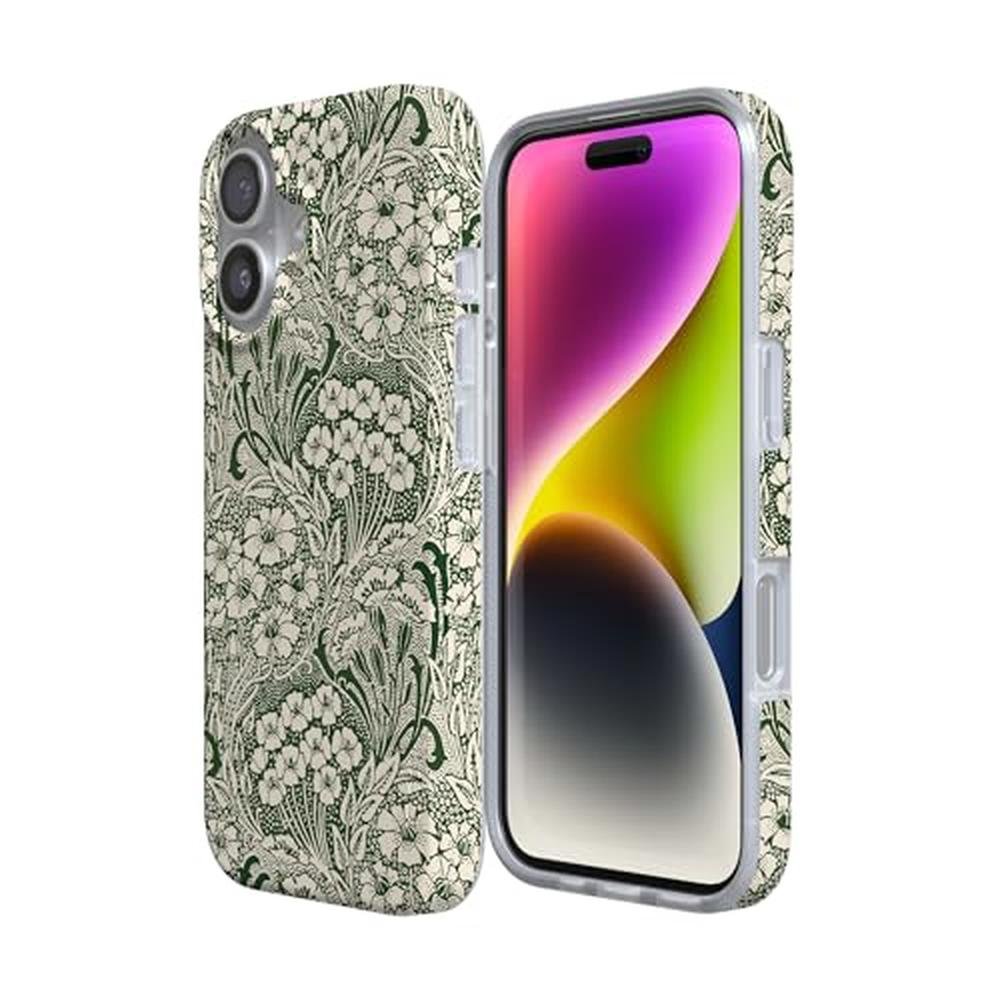 Casely iPhone 17 Case: Mystic Meadow Green Gardens – Close-up Detail