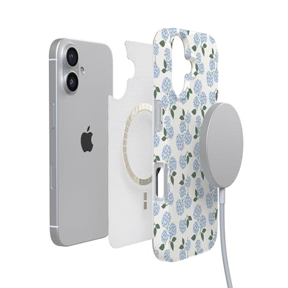 Casely iPhone 17 Case: Nantucket Cottage Blue Hydrangea – In Use