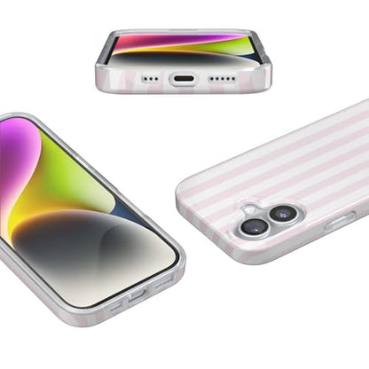 Casely iPhone 17 Case: Pink Stripes Sunday Best – Close-up Detail