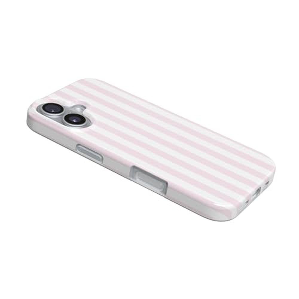 Casely iPhone 17 Case: Pink Stripes Sunday Best – In Use