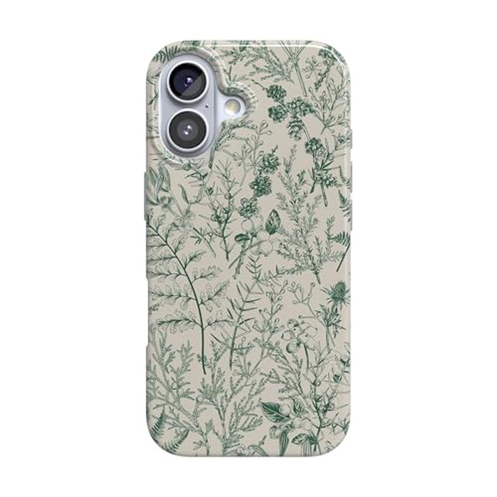 Casely iPhone 17 Case: Sage Garden Green Floral – Front View