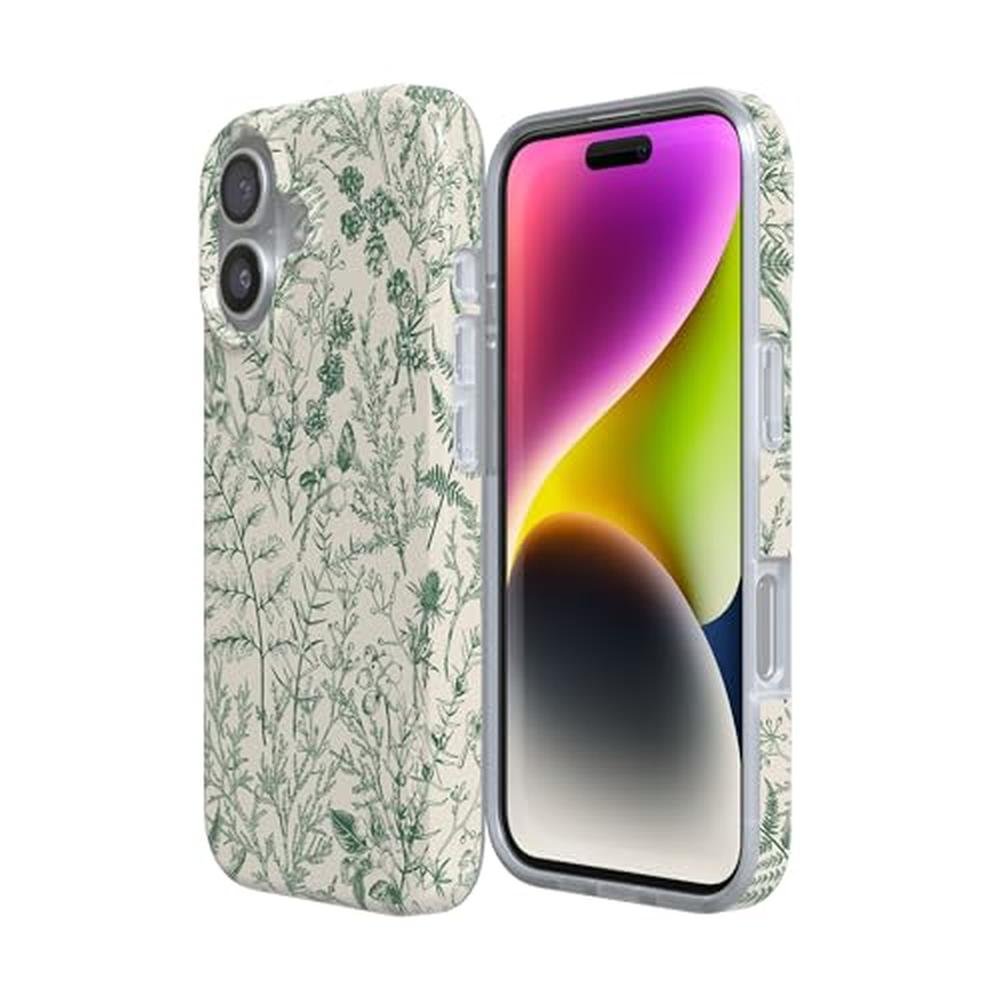 Casely iPhone 17 Case: Sage Garden Green Floral – Side View