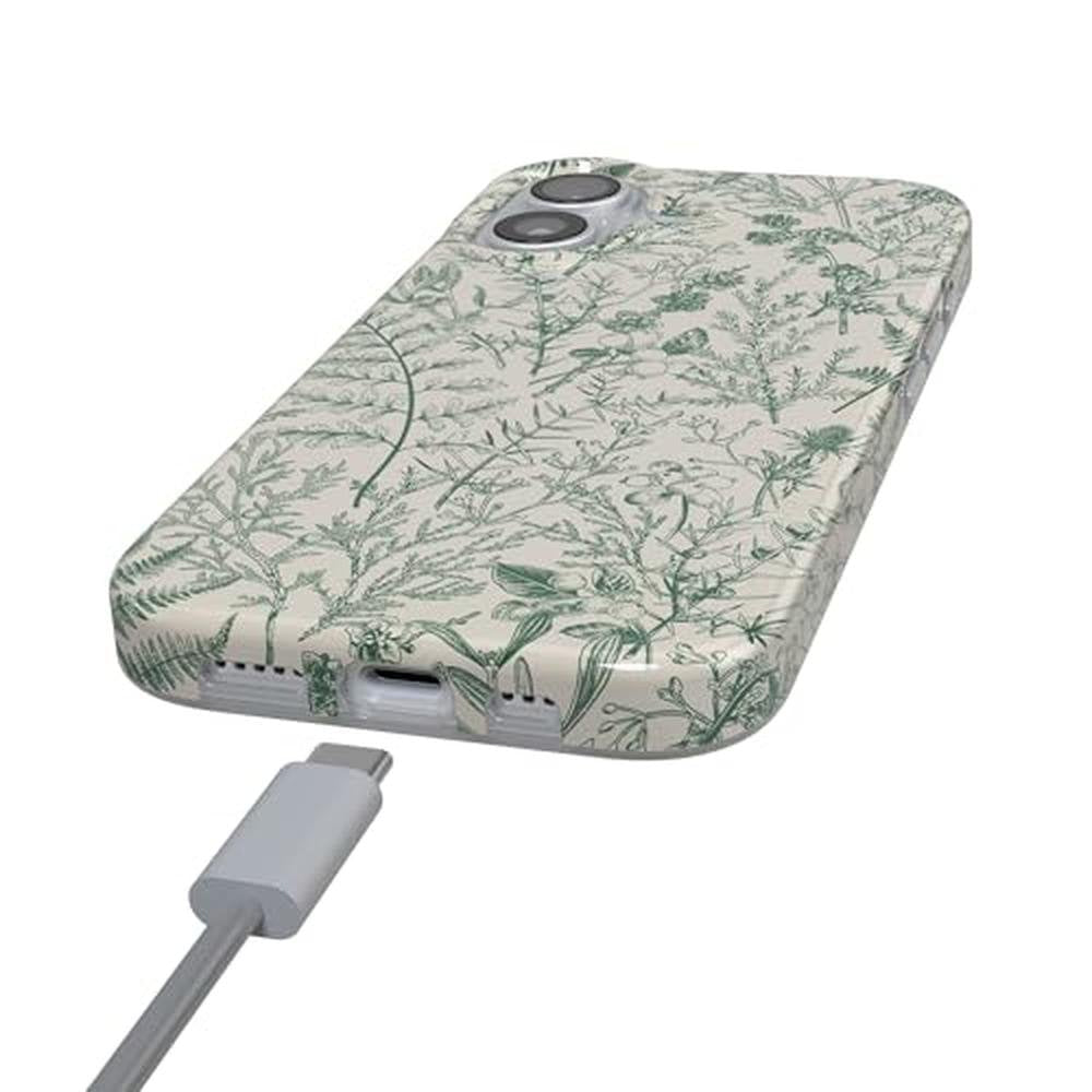 Casely iPhone 17 Case: Sage Garden Green Floral – In Use