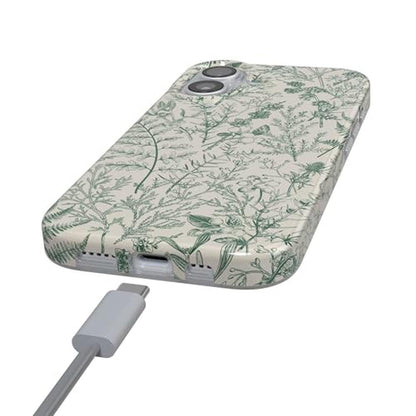 Casely iPhone 17 Case: Sage Garden Green Floral – In Use