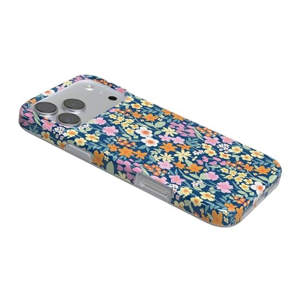 Casely iPhone 17 Pro Case: Full Bloom Navy Floral – Close-up Detail