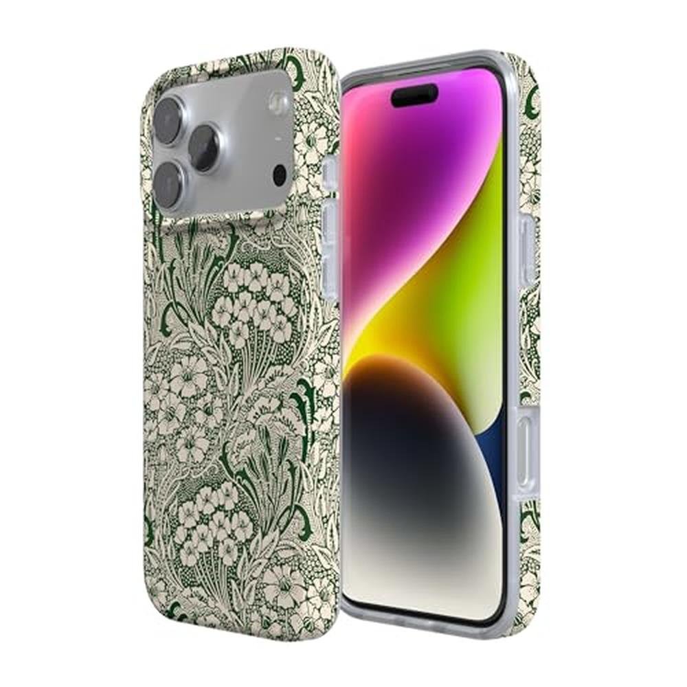 Casely iPhone 17 Pro Case: Mystic Meadow Green Gardens – Close-up Detail