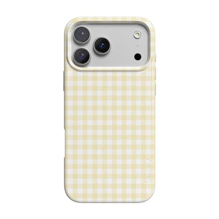 Casely iPhone 17 Pro Case: Pastel Picnic Yellow Gingham – Front View
