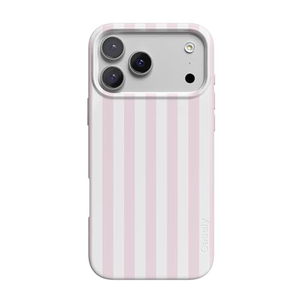 Casely iPhone 17 Pro Case: Pink Stripes Sunday Best – Front View