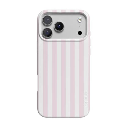 Casely iPhone 17 Pro Case: Pink Stripes Sunday Best – Front View