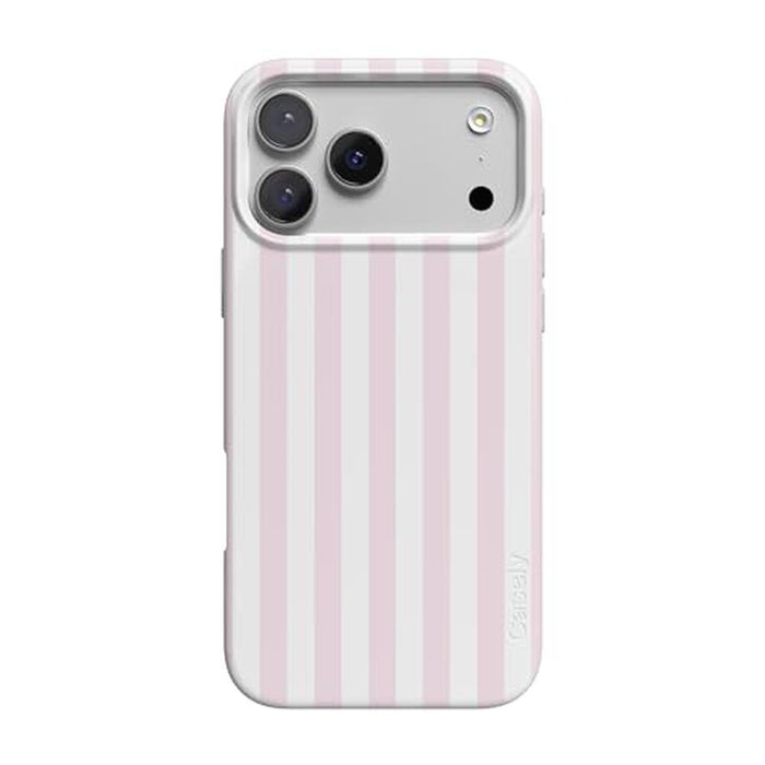 Casely iPhone 17 Pro Case: Pink Stripes Sunday Best – Front View