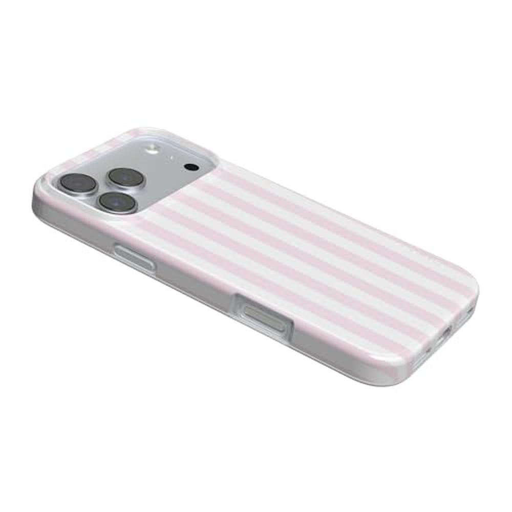 Casely iPhone 17 Pro Case: Pink Stripes Sunday Best – In Use