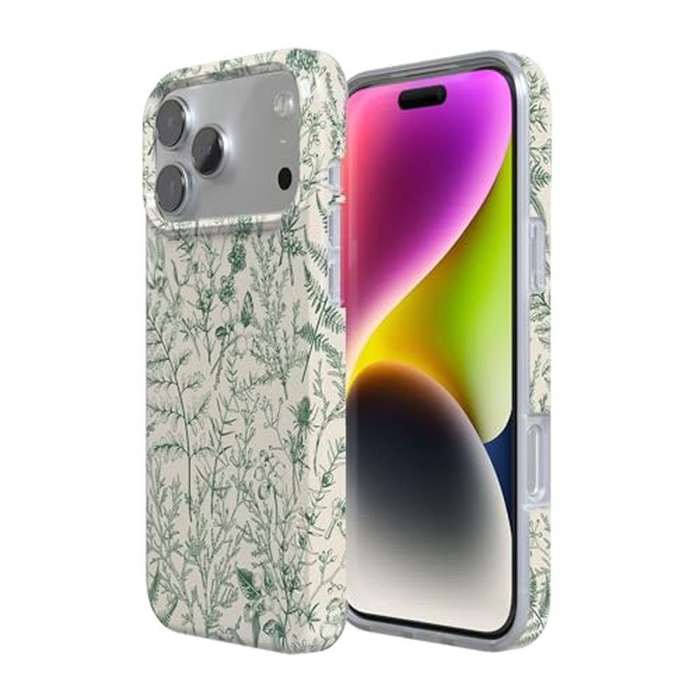 Casely iPhone 17 Pro Case: Sage Garden Green Floral – Side View