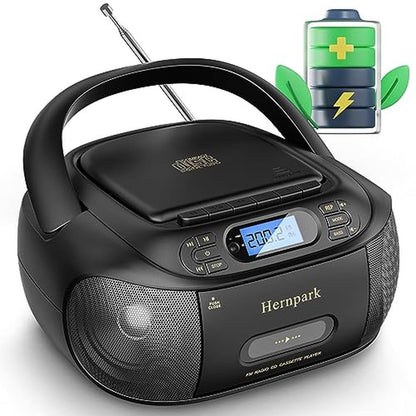Cassette Player: Hernpark Rechargeable Boombox with – Front View