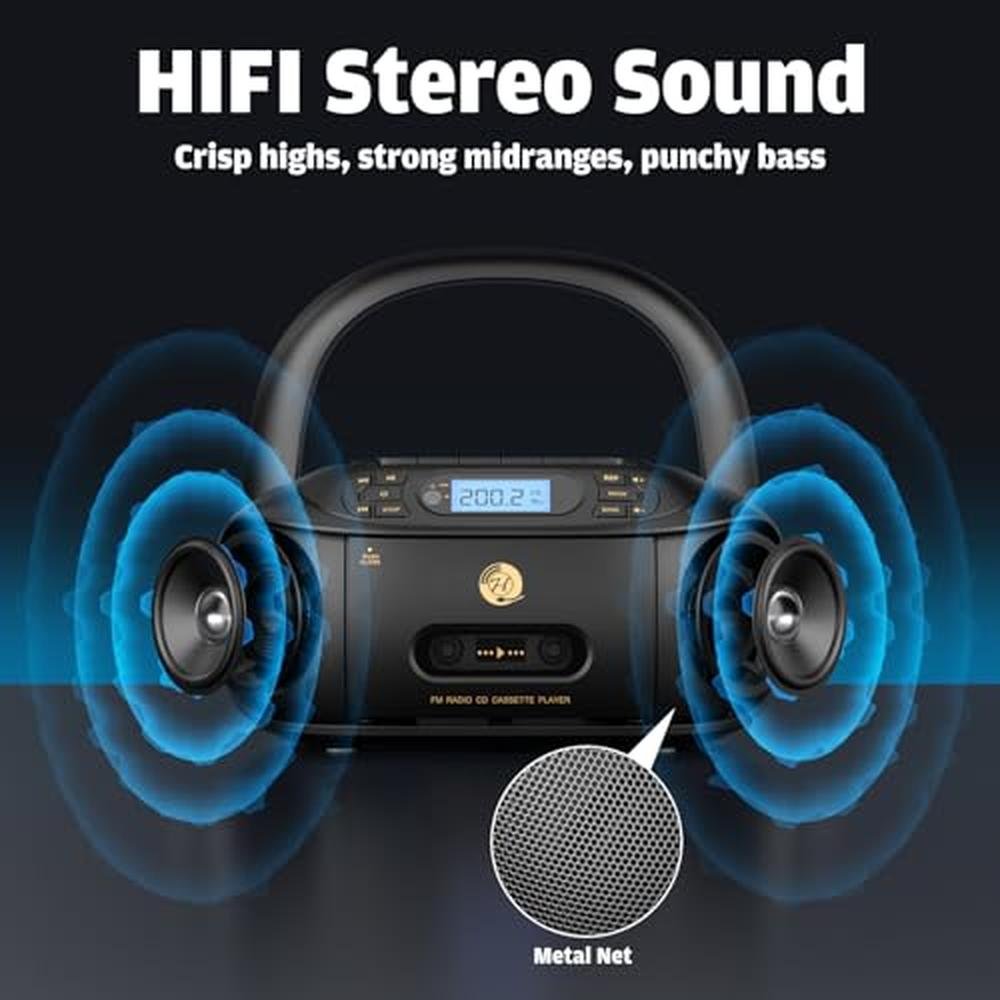 Cassette Player: Hernpark Rechargeable Boombox with – Packaging