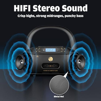 Cassette Player: Hernpark Rechargeable Boombox with – Packaging