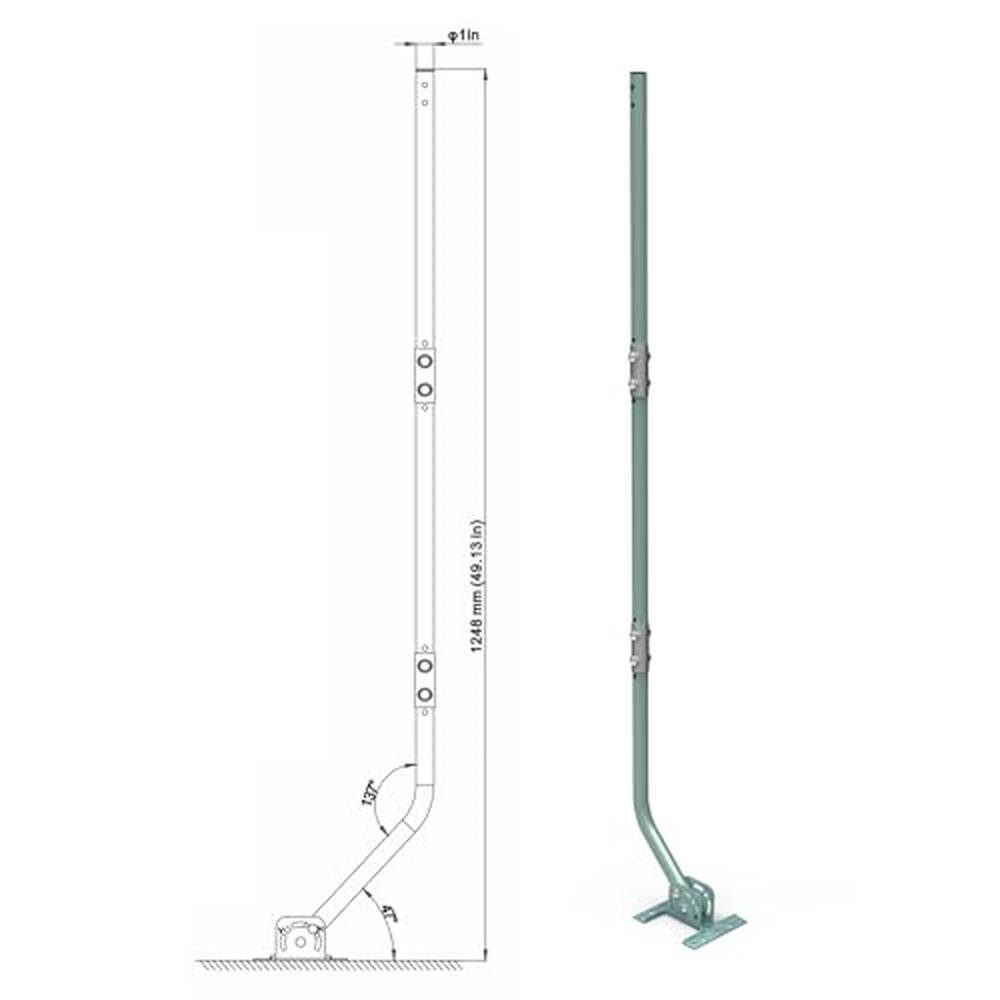 Weather Station Mount: CeKay Adjustable Mounting Pole – Side View