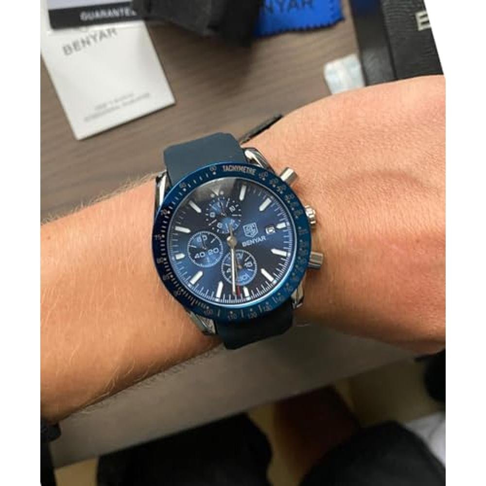 Men's Blue Watch: CEYADG Fashion Quartz Chronograph – Packaging
