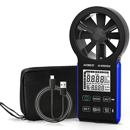 CFM Wind Speed Meter: AIOMEST AI-6000GH Handheld Anemometer – Front View