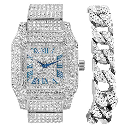 Charles Raymond: Bling-ed Out Biggie Square Iced Watch – Front View