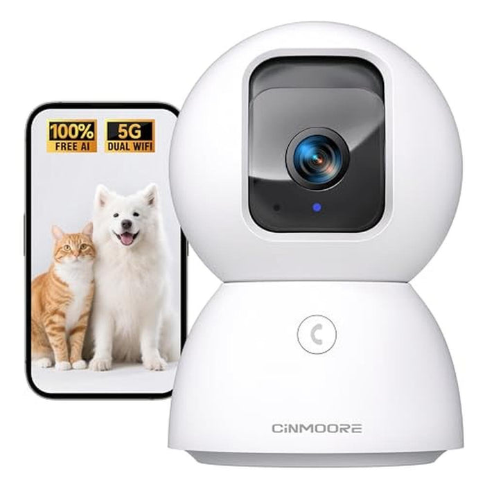 Security Camera: CINMOORE Upgraded 3K Indoor Camera – Front View