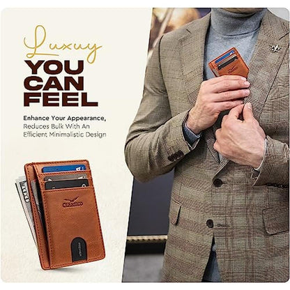Claasico Front Pocket Small Minimalist Leather Wallet RFID – In Use