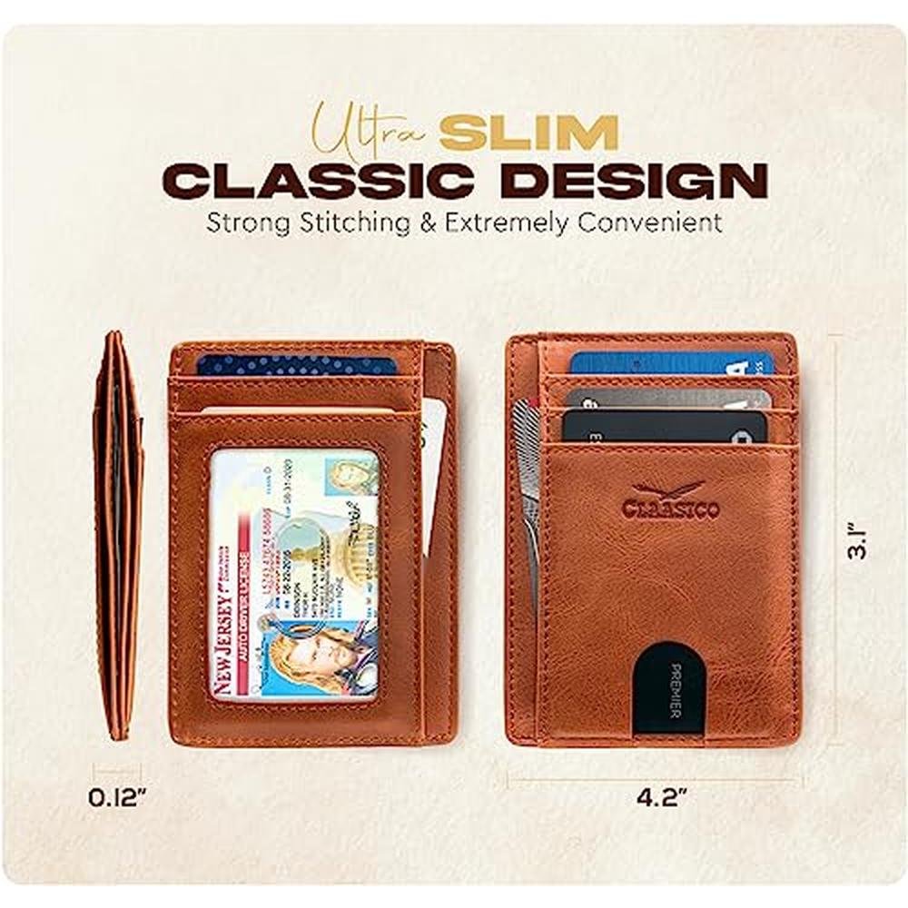 Claasico Front Pocket Small Minimalist Leather Wallet RFID – Packaging