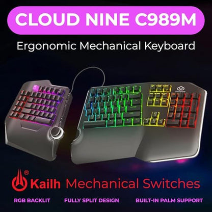 Cloud Nine: C989M Ergonomic Mechanical Keyboard – Side View