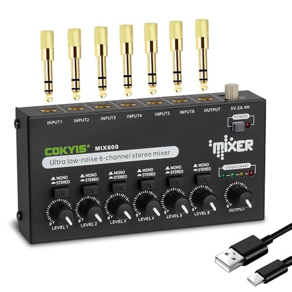 Mixer Cokyis: COKYIS Mini Audio Mixer 6-Channel Stereo Line – Front View